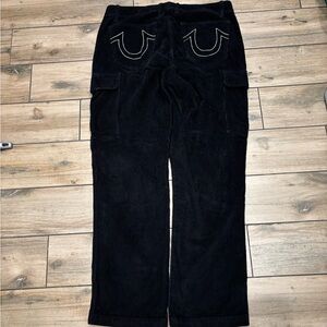 True Religion Corduroy Cargo Black Pants Size 36x32 (Tagged 33)